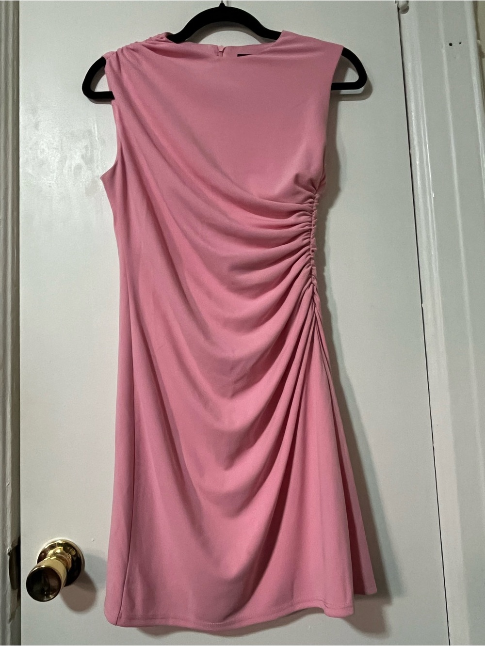 NWOT  Zara Draped Pink Midi Dress with Side Ruching